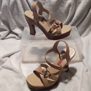 Hot Kiss Beige Platform Sandals